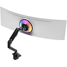 AVLT Single Monitor Arm Desk Mount for 34 to 57 in Screens Fits One 44 lb Heavy Duty Monitor Full Motion Height, Swivel, Tilt, Rotation VESA 200x200, 200x100, 100x100, 75x75 Black