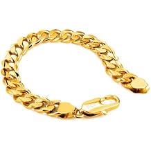 Dankadi Italian Men 925 Sterling Silver Bracelet 8-10-12MM Solid Miami Cuban Link Curb Chain 7" 7.5" 8" 8.5" 9" 9.5" 10" Bangle Man Jewelry Gift (Gold 10MM Pattern, 8.5 inch)