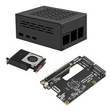 Geekworm X1004 PCIe to Dual M.2 HAT NVMe 2280 SSD PCIe Peripheral Board+P579 Metal Case+H505 Aluminum Heatsink for Raspberry Pi 5