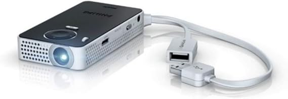 Philips PPX4350 Pocket Projector, 50 Lumens, LED, HDMI, 60 Inches Display, USB, 4,6 Oz