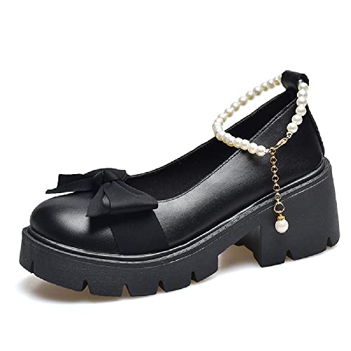 Womens Platform Mary Janes Heart Cat Buckle Rivets Ankle Lolita Gothic Princess Platform Pumps Patent Leather Thorn Vintage Traditional Embroidery Upper Dress Shoes