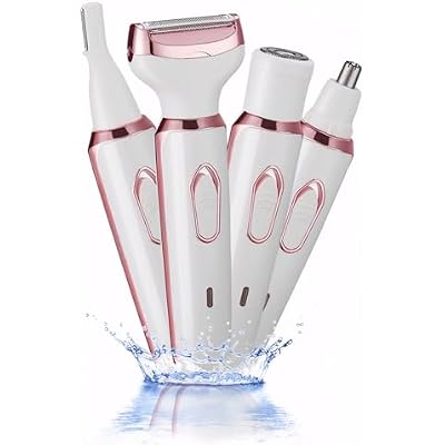 Vacto Electric Razors for Women, 4-in-1 Womens Facial Hair Removal, Face Shaver Ebrow Trimmer Pubic Bikini Trimmer Portable Ladies Shaver Womens Razors for Shaving