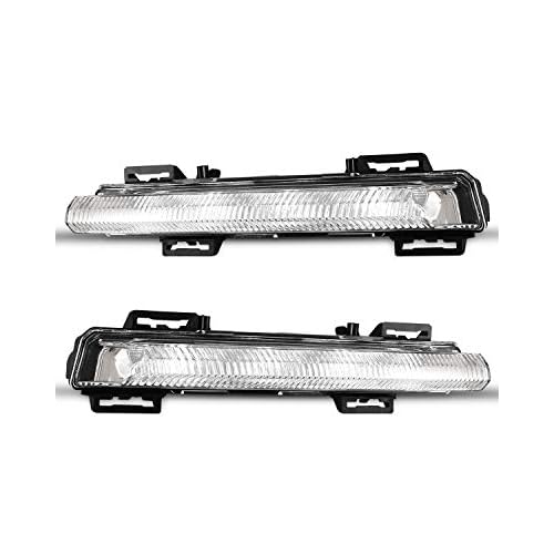 AUTOWIKI 1 Pair of Left Right LED Daytime Running Lights DRL Fog Lamp Compatible with Mercedes Benz W204 W212 C-Class E-Class Front DRL only Clear Driving Lights