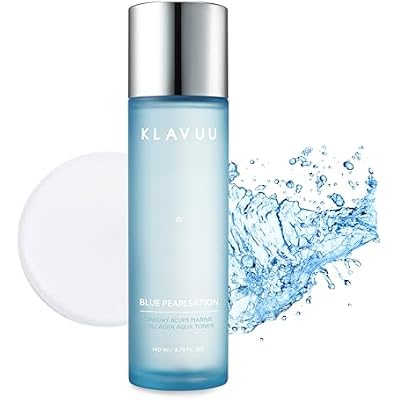 Klavuu Blue PEARLSATION ONE Day 8 Cups Marine Collagen Aqua Toner - Deeply Hydrating & Soothing for Skin Radiance, Non-Sticky Formula for All Day Comfort and Refreshment 4.73 floz
