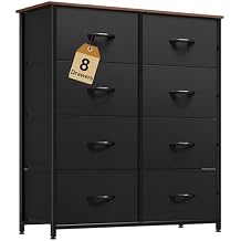 DWVO Fabric Dresser for Room, Tall Storage 8 Drawers, Black Dresser & Chest of Drawers, Storage Drawer Organizer for Closet, Living Room