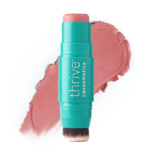 Thrive Causemetics Triple Threat Color Stick: Cream Blush Stick with Vitamin E, Evening Primrose Oil, Waterproof Smudge Proof Face Makeup Formula, Kaisa Dusty Rose Matte