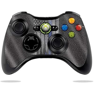 MightySkins Glossy Glitter Skin for Microsoft Xbox 360 Controller - Thin Blue Line K9 | Protective, Durable High-Gloss Glitter Finish | Easy to Apply, Remove, and Change Styles | Made in The USA