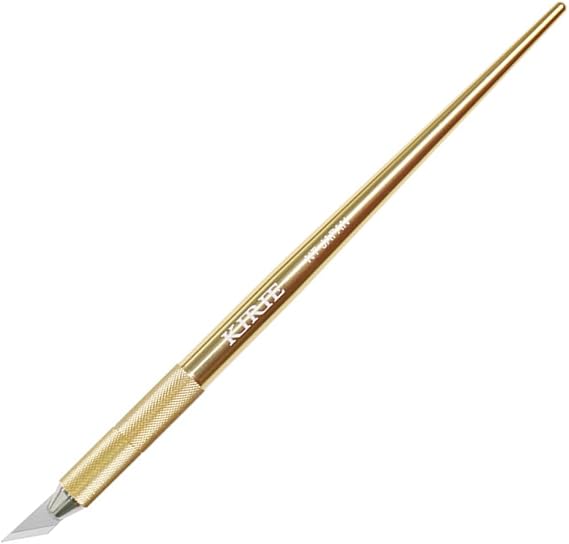 NT Cutter KIRIE Luxury Milled Aluminum Precision Art Knife, Dia 6mm Thin-Shaft, 7.3g Light Weight, Lower Center of Gravity, Yellow Gold, 1 ea. (DK1P-YG)