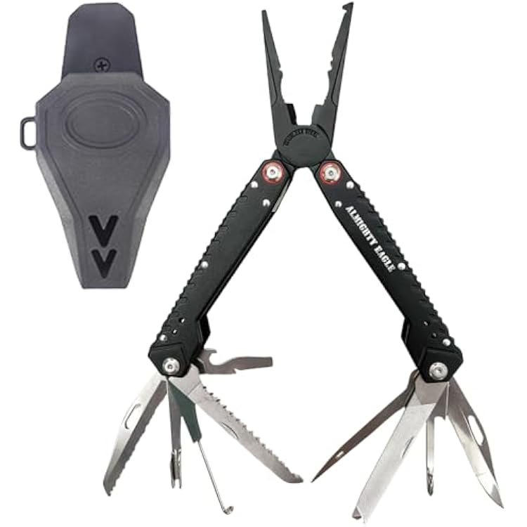 12-in-1 Multitool Fishing Pliers, Saltwater Fishing Pliers with Split Ring, Fish Hook Remover with Rotatable sheath,All fishing tools in one set,Fishing Gear Gifts for Men