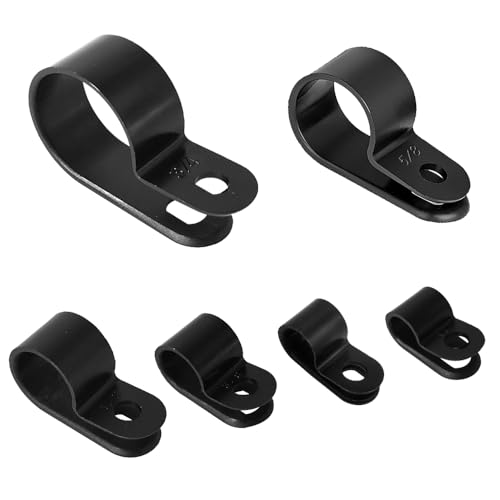 Cable Clamp 210PCS R-Type Cable Clip Wire Clamp 14 516 38 12 58 34 Nylon Cord Fastener Clips for Wire Management - Black