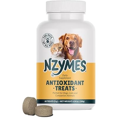 Nzymes Antioxidant Treats - for Dogs Joints, HIPS, Paralysis, Skin, Coat, Hair Loss, Aging, Digestion, Neurological, Seizures - 60 Treats - Made in The USA