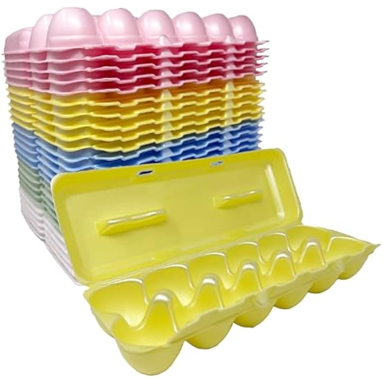 Foam Egg Cartons 25 Pack Assorted Colors Made in USA Reusable 12-Egg Cartons for Chicken Eggs