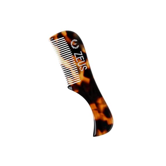 ZEUS Handmade Saw-Cut Mustache Pocket Comb for Men (Tortoiseshell) B12 | Compact Mustache Grooming Comb for Quick Touch-Ups with Smooth Glide Teeth for Precise Taming & Shaping