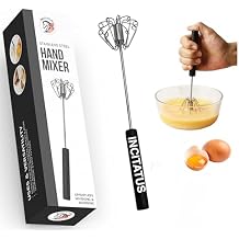 INCITATUS - Hand Press Manual Egg Whisk Push Rotary Mixer Hand-Powered Mixing Tool for Eggs - Milk - Sauces & Dry Ingredients No Electricity Required - Ergonomic Non-Slip Handle