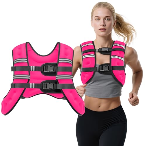 Weighted Vest, 8lb12lb16lb20lb Weight Vest with Reflective Stripes for Men Women, Two Adjustment Straps for Workout, Strength Training, Running, Fitness, Muscle Building, Weight Loss