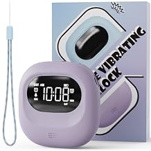 ROCAM Vibrating Alarm Clock for Heavy Sleepers, Rechargeable 3000mah Portable Deaf Clock Bed Shaker for Bedroom Or Dorm, Dual Alarm 160-Day Standby Mini Alarm Clock for Teens, Adults, Purple