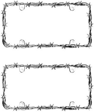 Barbed Wire II Chrome License Plate Frame - 2 Pack