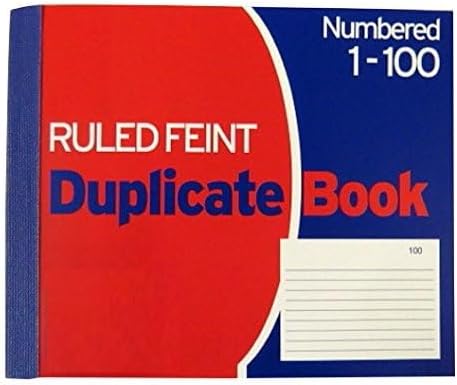 Ruled feint memo Duplicate Book - Numbered 1-100 with Index Sheet (105 x 127mm / 4 x 5 inches) - Pack of 10 Books