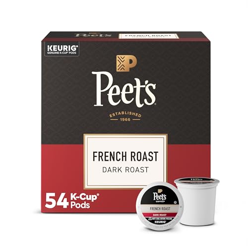 Peets Coffee, Dark Roast Keurig K-Cup Pods, 100% Arabica Coffee - French Roast 54 Count 1 Box of 54 K-Cup Pods