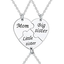 YEEQIN 3PCs/Set Mom Big Sister Little Sister Mom Necklaces Set Mother Daughters Matching Heart Jewley Set
