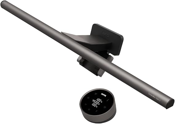 BenQ ScreenBar Halo 2 LED Monitor Light Bar - Wireless Controller, Backlight, Motion Sensor, Adjustable Brightness/Color Temperature, Eye-Care, No Screen Glare, Fits Curved Monitor, Monitor Accessory
