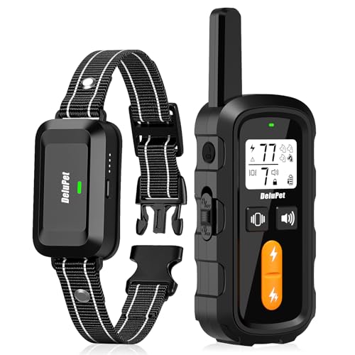 Dog Shock Collar - Electric Dog Training Collar with Remote 1600FT, Rechargeable E-Collar Waterproof Collars with 3 Training Modes, Security Lock for All Breeds, SizesGrey
