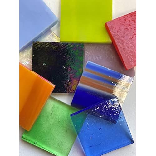 Pre-Cut Fusible 1-inch Square OceansideWissmach Glass Assorted Colors 3mm Sampler Pack, 96 Coe, 10-Pack by Stallings Stained Glass... by Stallings Stained Glass