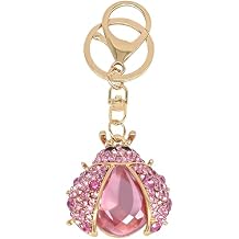 Crystal Rhinestone Ladybug Keychain Bag Charms Sparkling Ladybird Key Chain Ring for Women Girls Handbag Purse