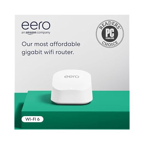 Like-New Amazon eero 6+ mesh wifi router - Supports internet plans up to a Gigabit, Coverage up to 1,500 sq. ft., Connect 75+ devices, 1-pack