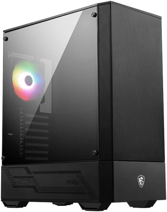 MSI MAG FORGE 110R PC Case ATX Middle Tower Black for Beginners with 1 ARGB Fan Shatterproof Acrylic Panel CS8337