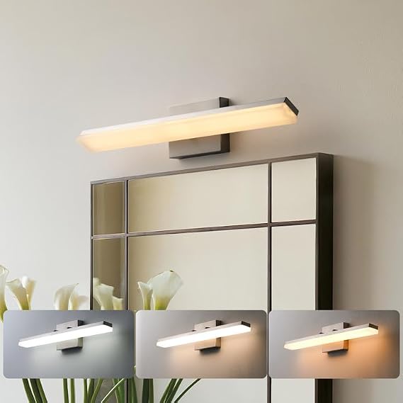 mirrea 24-inch 3 CCT Brushed Nickel LED Vanity Light Fixture for Mirror