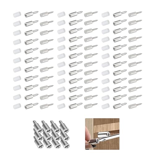 70 Pack Self Tapping Screws Cabinet Laminate Support, Shelf Pins with Non-Slip Sleeve, Cabinet Shelf Pegs for Kitchen Utensils, Bookcases and Wardrobes, Fixed Support Self - Tapping Cross Screw 70