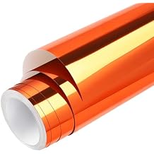 WRAPXPERT Orange Chrome Vinyl,Chrome Mirror Metallic No Bubble 12" x5ft,Orange Permanent Adhesive Vinyl Roll for Signs Lettering