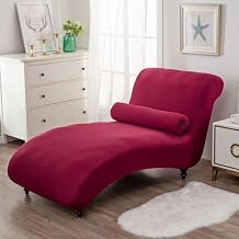 Chaise Lounge Cover Elastic Stretch Fit Machine Washable Armless Chaise Lounge Indoor Slipcover for Living Room Bedroom, A