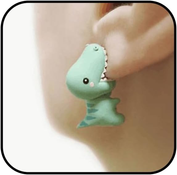 6 Pairs Cute Animal Bite Earrings for Women Dinosaur Hot Balloon Dog Stud Earrings 3D Polymer Clay Earrings Handmade Cartoon Small Animal Earrings Set Animal Biting Earrings Jewelry