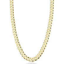 Miabella Italian 18K Gold Plated 925 Sterling Silver 7mm Cuban Link Curb Chain Necklace for Men Women, Made in Italy
