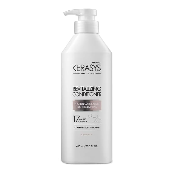 Kerasys Hair Clinic Protein Care System for Thin Limp Hair Rosehip Oil REVITALIZING 13.5 fl oz / 400 ml (Conditioner 1-Pack)