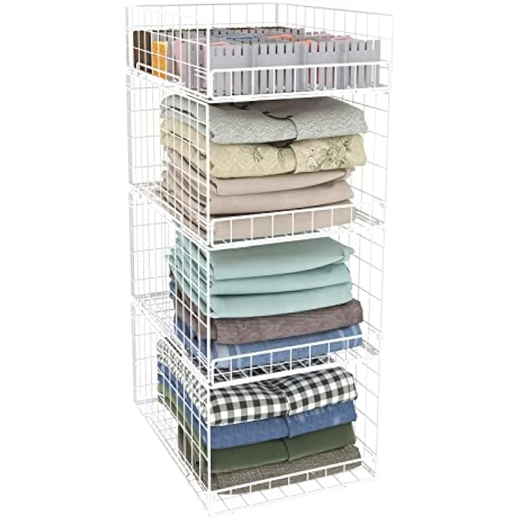 Closet Organizers and Storage Shelves for Clothes, Collapsible Stackable Storage Bins Organizer Baskets Containers Drawers for Truck Camper Closet RV Closets Pantries Cupboard Wardrobe