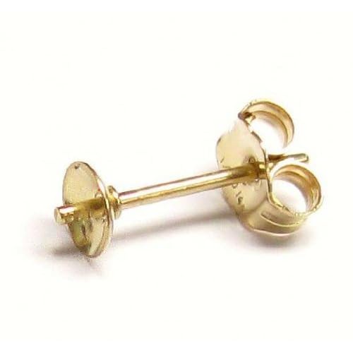 4 pcs 14k Gold Filled 3mm 4mm 5mm Pearl Cup Stud Post Earring Connector for Half Drilled Pearls