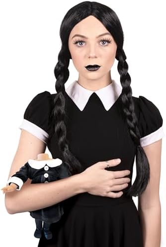 Kangaroo Braided Long Black Wig Women - Black Pigtail Braid Wig - Straight Black Long Girl Wig Accessories For Cosplay, Halloween Apparel Wigs For Adults