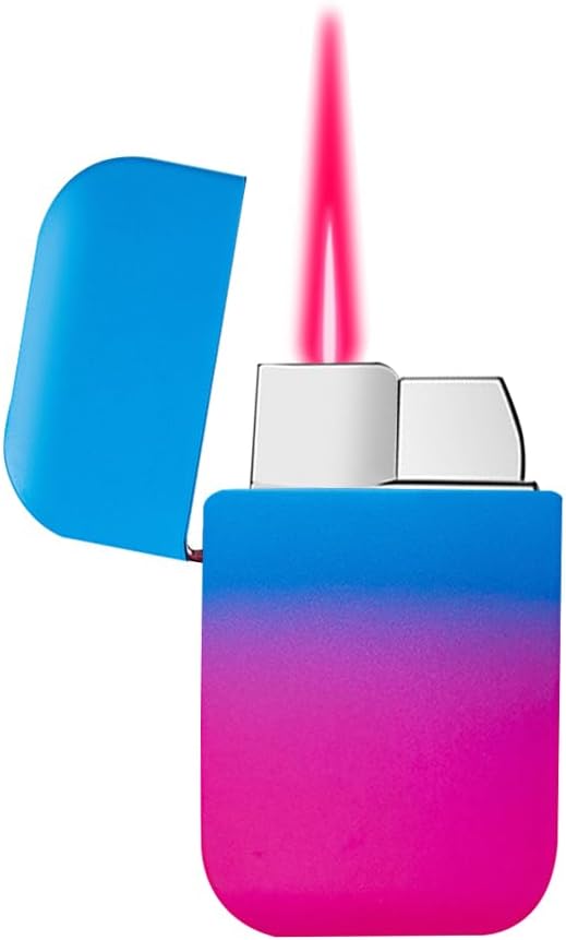 Jet Torch Butane Lighter, red Flame Cool Lighter, Cute Flash Torch Windproof Lighter, Metal refillable Butane Lighter, Gradient Lighter, Outdoor, Camping, Barbecue, Candles (0red Blue)
