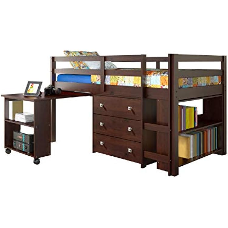 Donco Kids Study & Sleep Twin Cappuccino Low Loft Bed