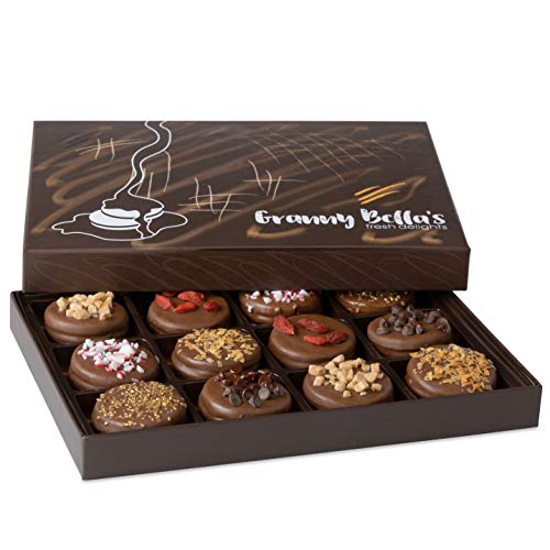 Granny Bellas Mothers Day 12 Chocolate Covered Cookies, Gift Basket for Him, Her Gourmet Candy Spring Baskets Treats Gifts Box for Food Delivery for Mother, Mom, Wife, Grandmother, Grandma, Daughter, Sister
