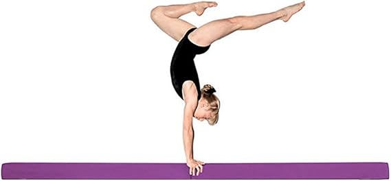 Kids Balance Beam, Floor Gymnastics Beam for Home Gym, Competition Training Beam Bar, Portable Gymnastics Equipment for Gymnast, Cheerleaders, Junior Training Folding Balance Beams Purple