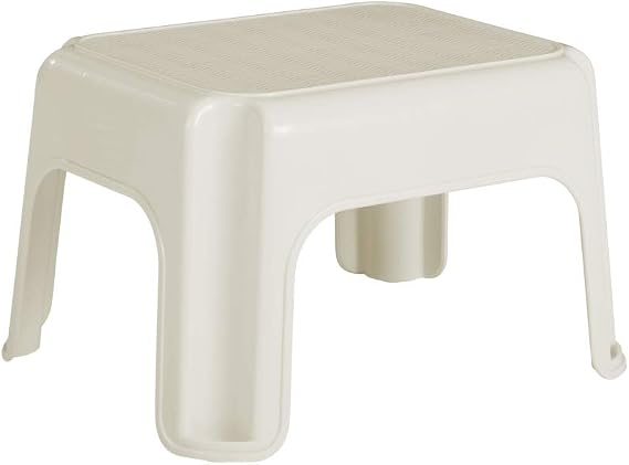 Rubbermaid Roughneck Step-Stool Bisque Lightweight Holds up to 300 pounds Ideal for Kitchen-Bath Skid-Resistant