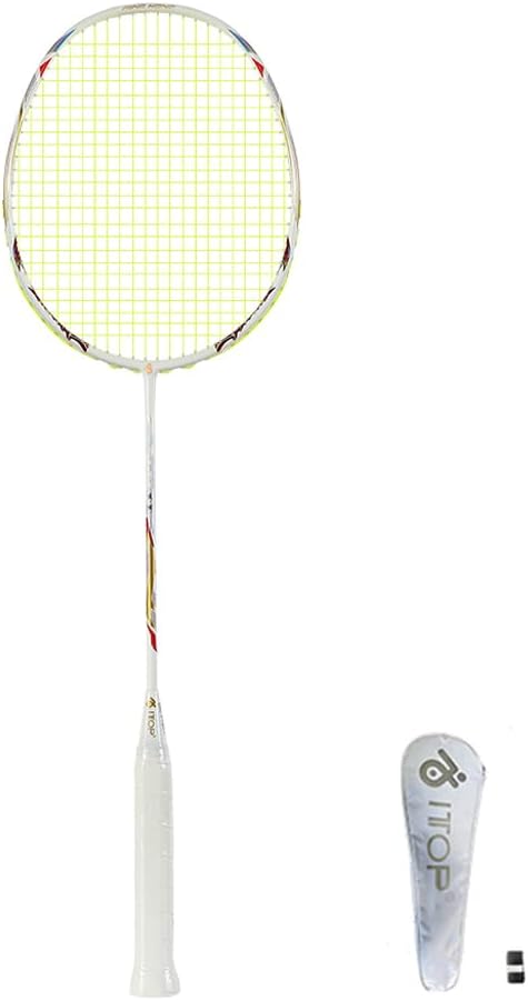 Carbon Fiber Badminton Racket 4U Super Lightweight Badminton Racque with 1 Hand Glue,1 Carrying Bag for Outdoor Backyards Gym Park Playground Sports