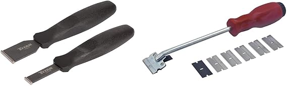 Titan 17016 2-Piece Carbide Scraper Set and Lisle 52000 Razor Blade Scraper,Red