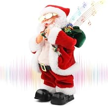 Gfilay Electric Santa Claus Toy with Shaking Belly and Feet, Singing and Dancing Musical Christmas Doll, Xmas Gift