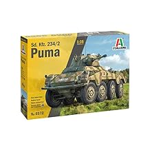 Italeri 6572 6572S 1:35 German SdKfz. 234/2 Puma 8-Wheel Faithful Replica, Model Building, Plastic Kit, Crafts, Hobby, Gluing, Model Kit, Assembly, Unpainted, Multi-Coloured