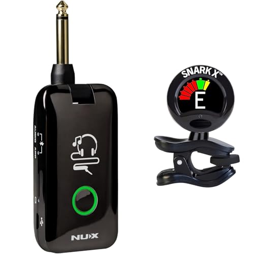 NUX MP-2 Mighty Plug Guitar & Bass Modeling Headphone Amp for GuitarBass - Bundle with Snark-X Tuner